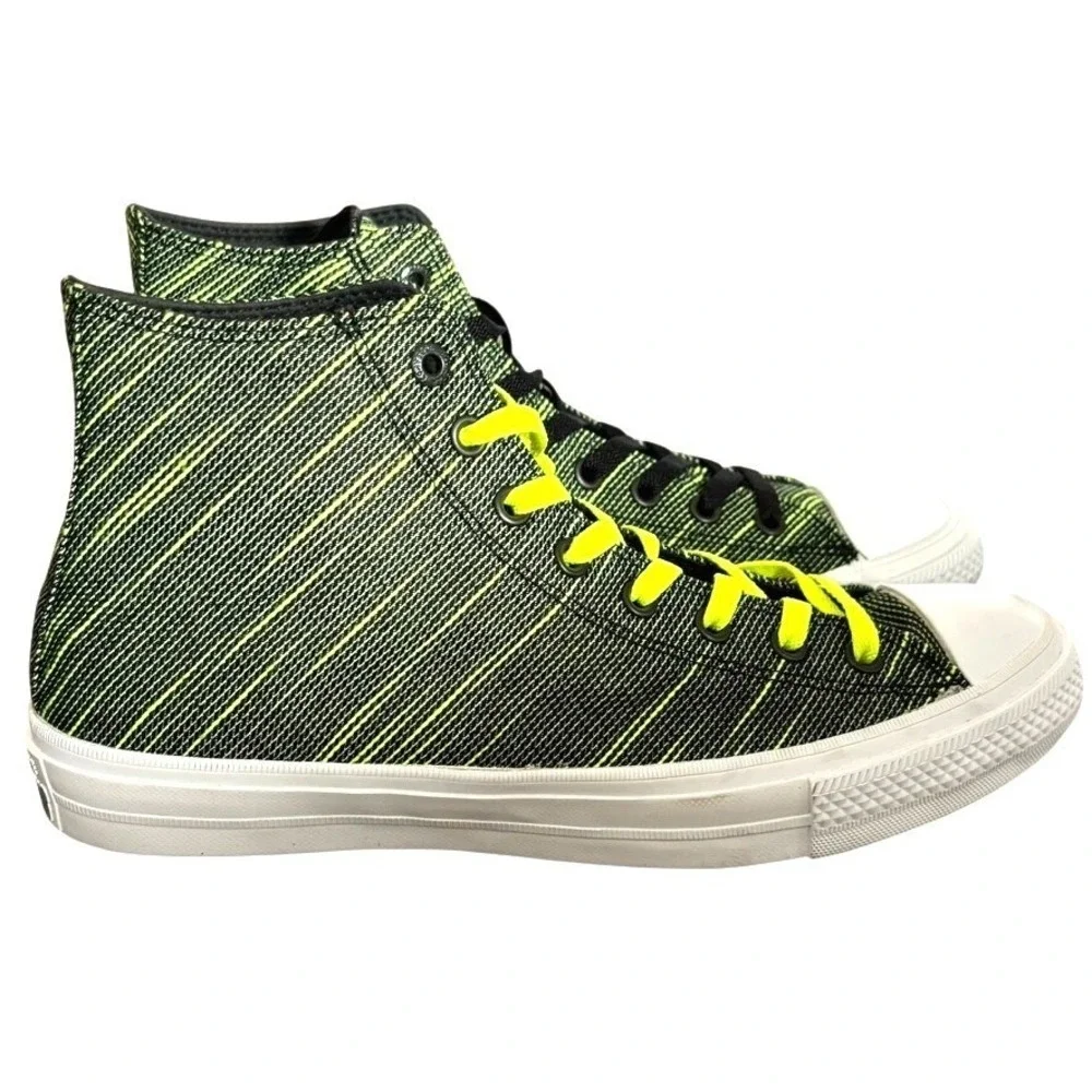 Converse Chuck Taylor II Black‎ Volt High Top Sneakers Sz 10 - Picture 2 of 9